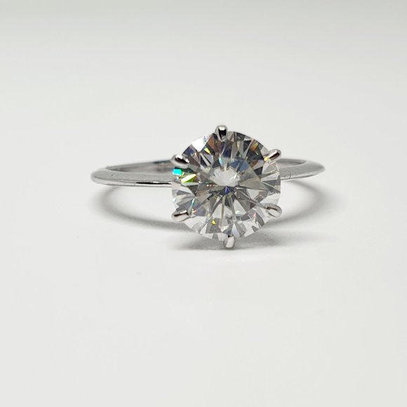 1.50Ct -7.5MM Round Moissanite  Ring In 14k Gold - Picture 6 of 7